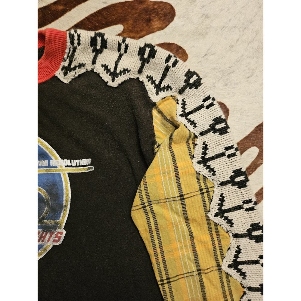 Free People Cody Swit Graphic Patchwork Oversized Top Women Reworked RARE Sz Xs - Picture 5 of 9